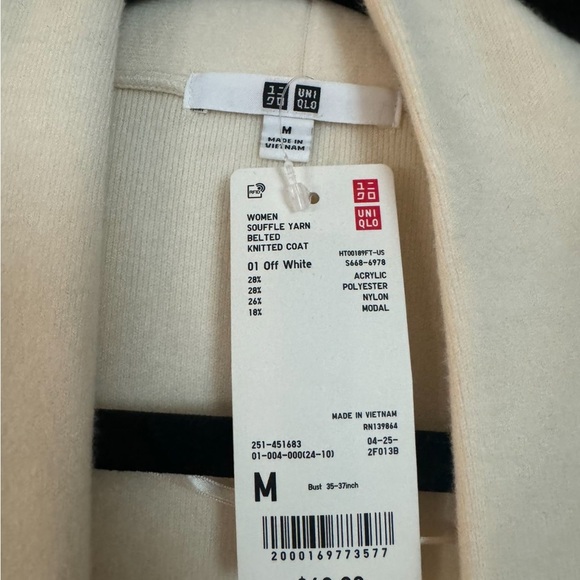 Brand New Womens Uniqlo Soufflé Yarn Belted Knitted Coat - Picture 2 of 4
